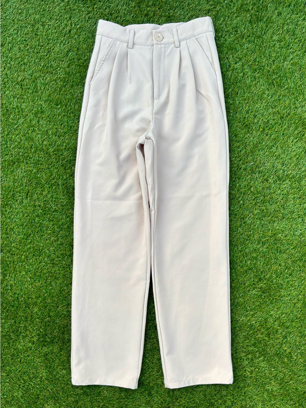 DAZY Beige High Waisted Pleated Trousers Small